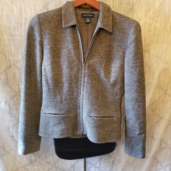 Ann Taylor Pants Career Suit Set Womens Size 2 Gray Wool Silk Blend - Picture 2 of 10